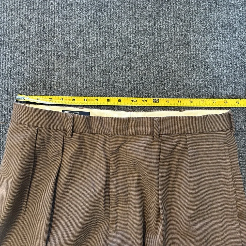 Vintage Polo Ralph Lauren Mens 38x30 Pleated Cuffed Dress Pant Brown Houndstooth